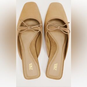 ZARA LEATHER MULES WITH BOW